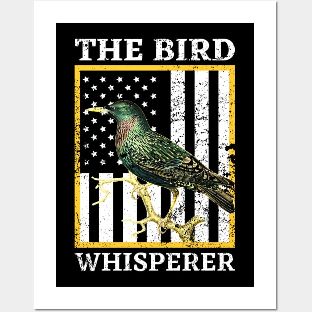 The Bird Whisperer Vintage American Flag Wall Art by JustBeSatisfied